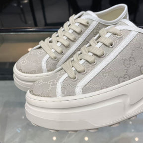 GG Canvas Sneakers with Gray and White Details
