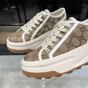 GG Canvas Sneakers with Beige Details and White Details