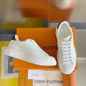 LV Time Out White Sneakers with Embossed Side Logo
