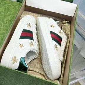 GG Ace White Web Green Sneakers with Details