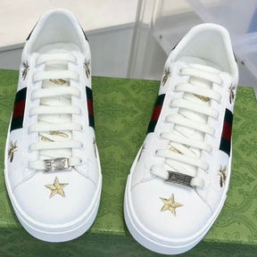GG Ace White Web Green Sneakers with Details
