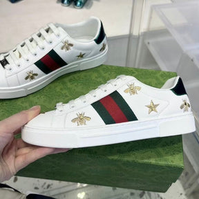 GG Ace White Web Green Sneakers with Details